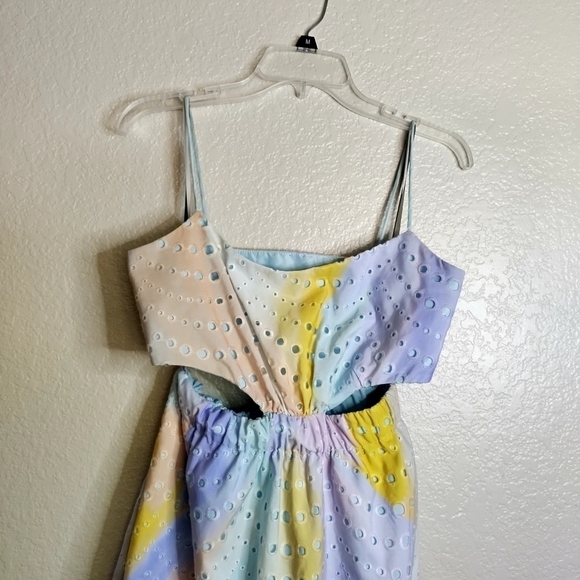 ML Monique Lhuillier Poplin Eyelet Cutout Midi Dress Sz 2 - Picture 4 of 12